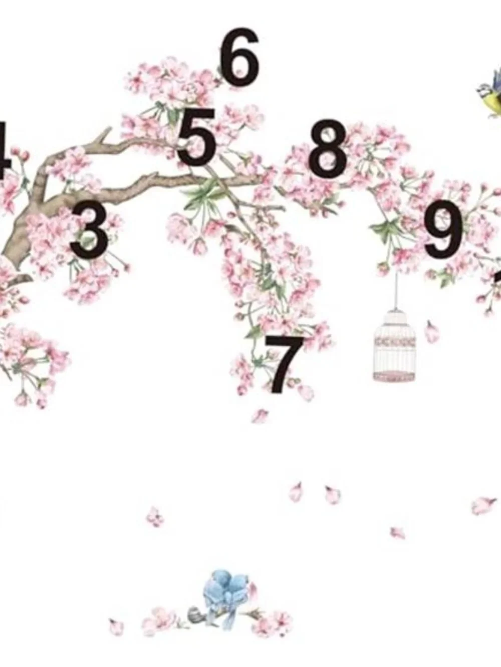 Flower Bird Wall Stickers Pink Removable Waterproof Vinyl Decals Kids Room